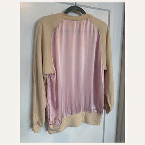 Vintage 90s Jonathan Pink Satin Panel Sweater Top Colorblock Size L